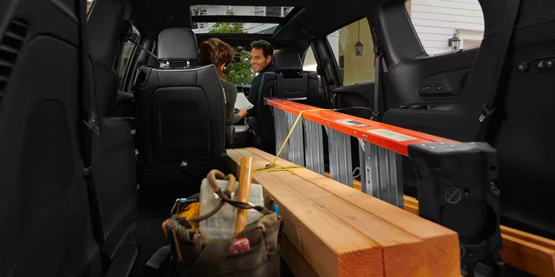 Vehicle interior loaded with tools